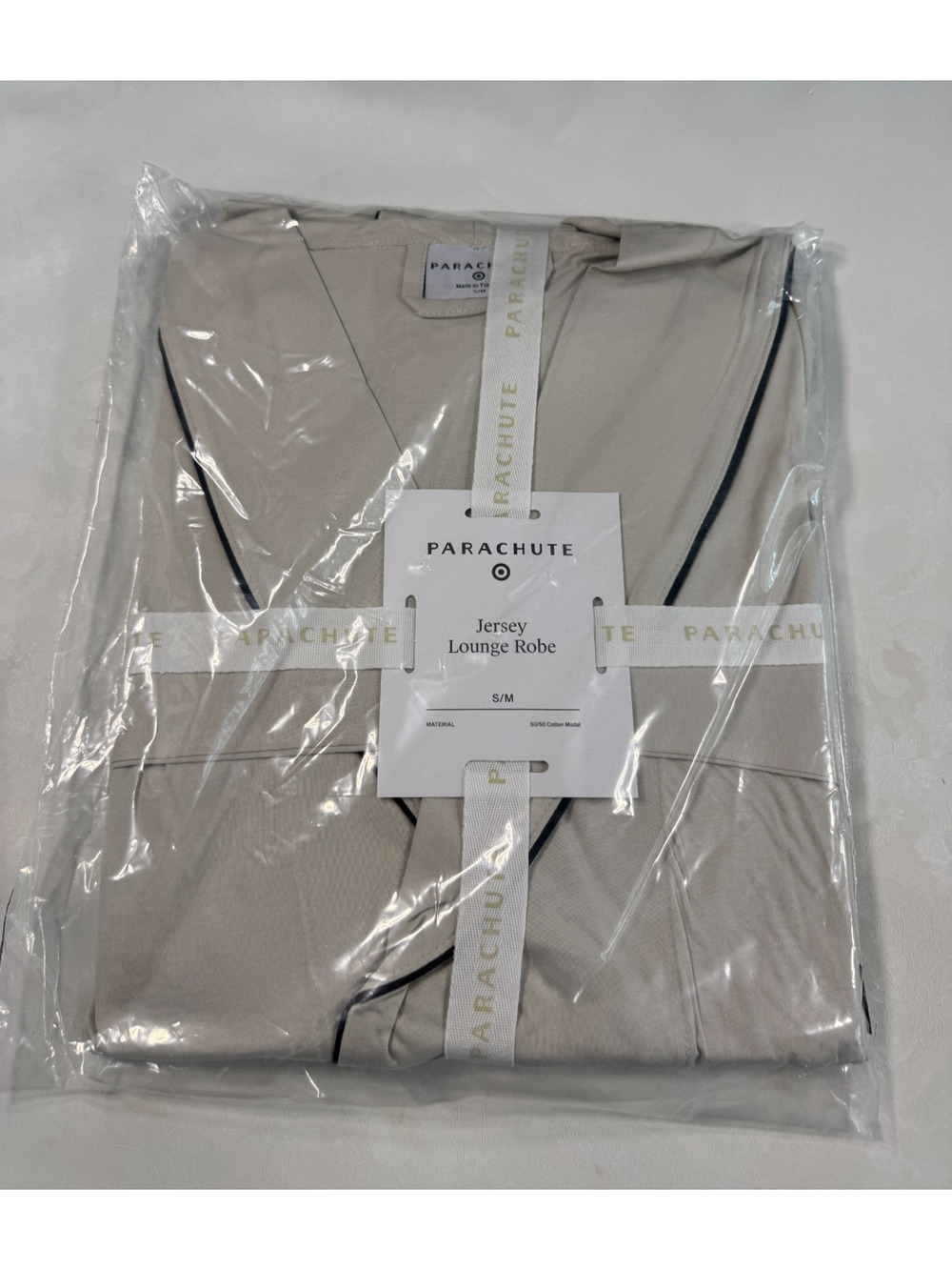 Parachute Jersey Lounge Robe S/M Beige Cotton Modal Knit Bathrobe NWT